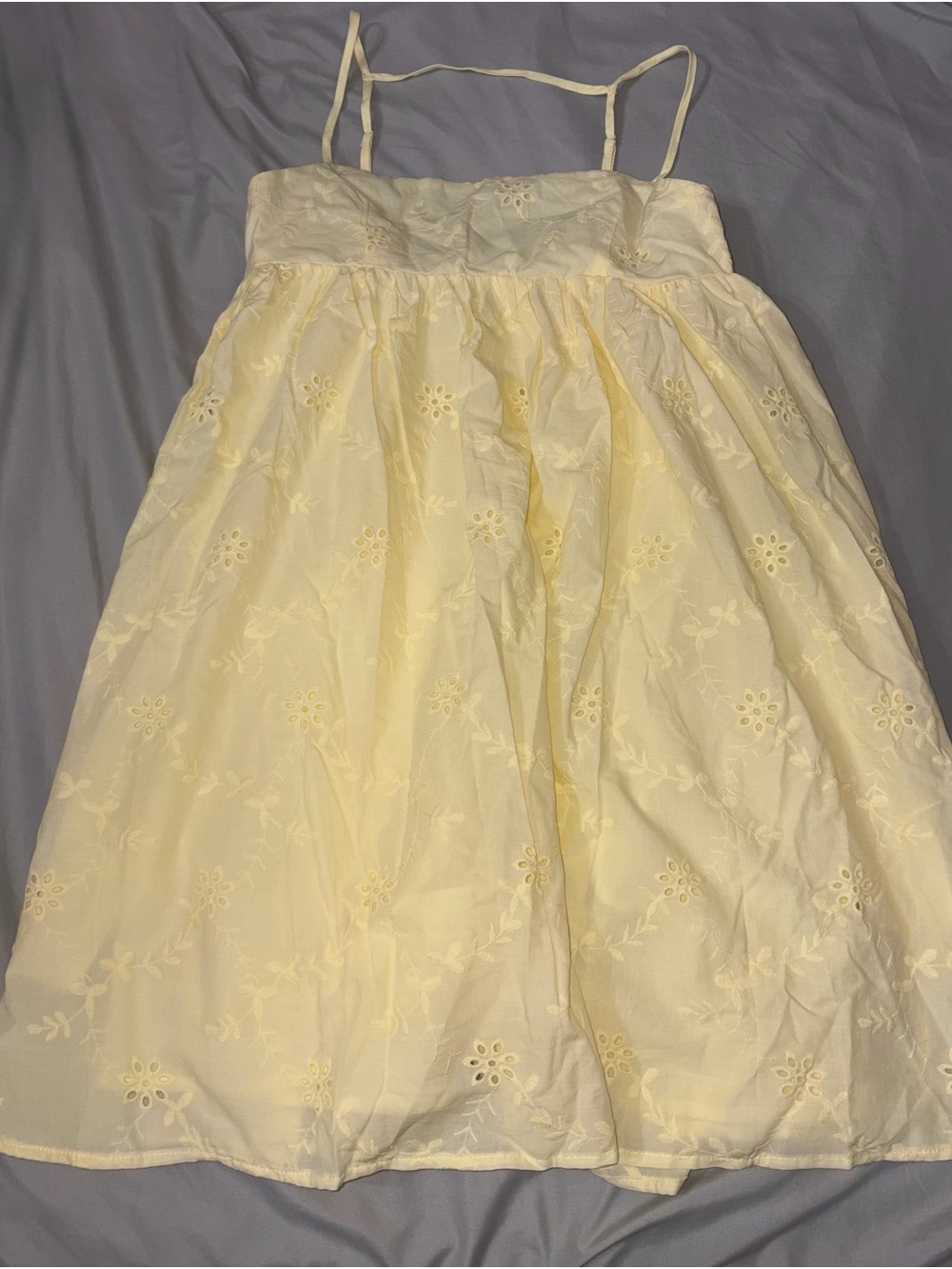 LIGHT YELLOW EYELET SUNDRESS